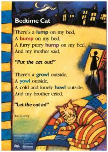 Bedtime cat poem card.