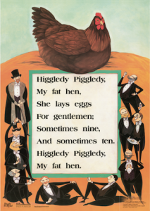 Hen and men in suits.