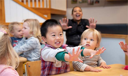 Children at desks.