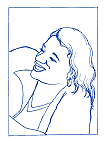 Close up showing one person's head and shoulders. 
