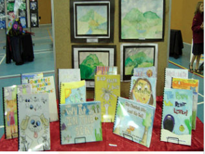 Students art works on display.