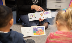 Teacher and students reading.