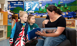 Teacher and students reading.