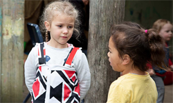 Two students talking.
