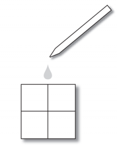 Water dripped onto centre top block.